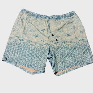Peter Millar Blue Swim Trunks with Geometric Design